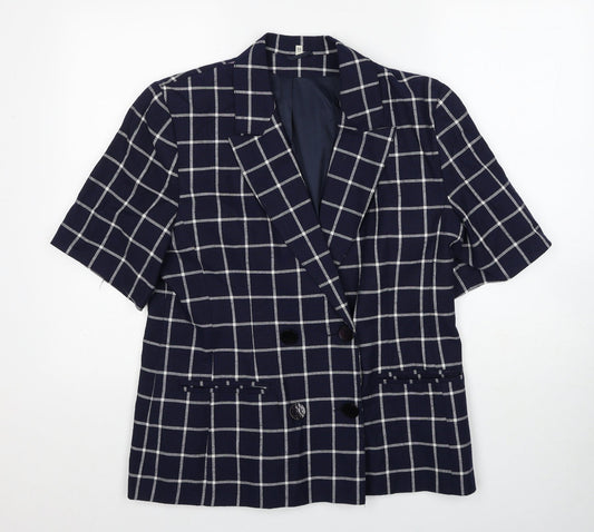 House of Fraser Womens Blue Striped Jacket Blazer Size 14 Button