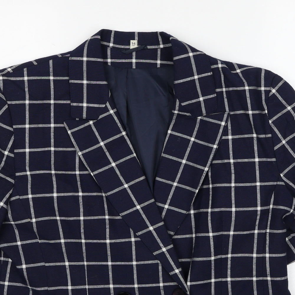 House of Fraser Womens Blue Striped Jacket Blazer Size 14 Button