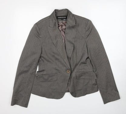 Warehouse Womens Red Striped Jacket Blazer Size 14 Button