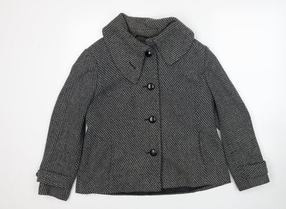 Autonomy Womens Black Geometric Jacket Size 16 Button