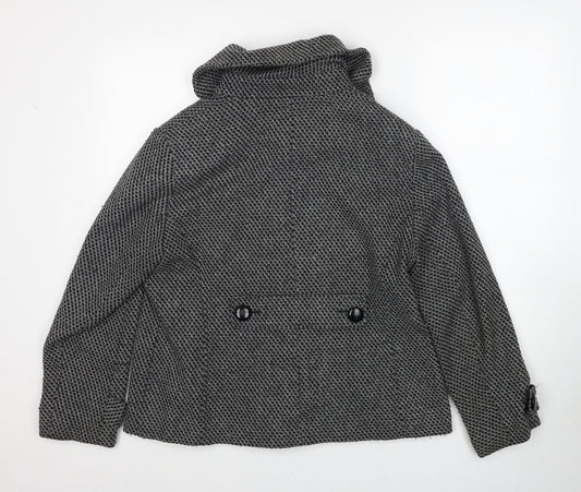 Autonomy Womens Black Geometric Jacket Size 16 Button