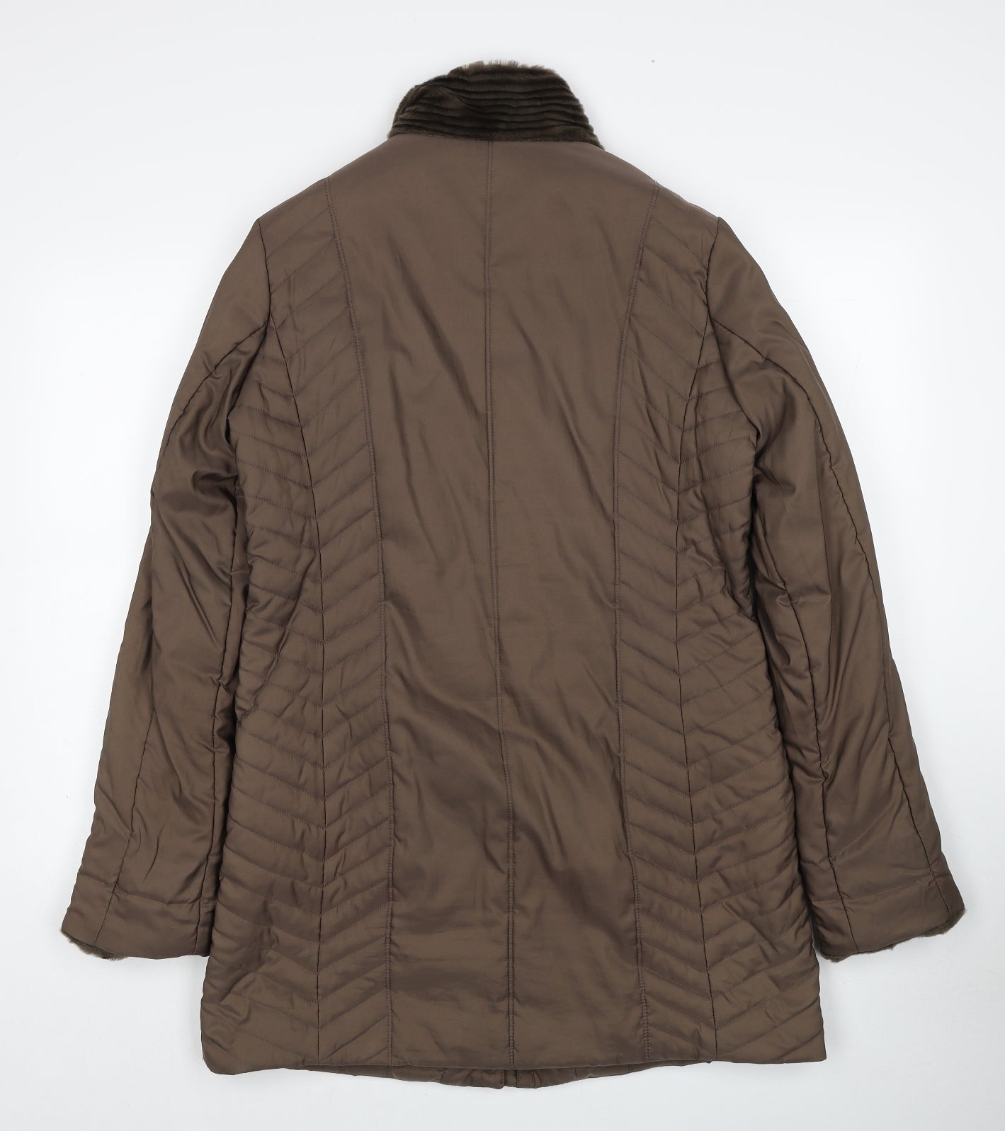 Country Casuals Womens Brown Quilted Coat Size 12 Zip