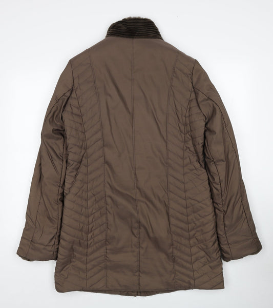 Country Casuals Womens Brown Quilted Coat Size 12 Zip