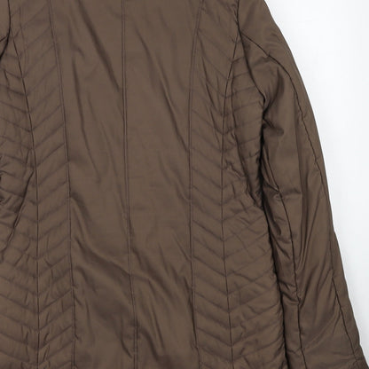Country Casuals Womens Brown Quilted Coat Size 12 Zip