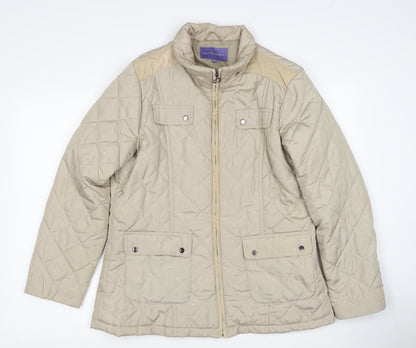 Autonomy Womens Beige Quilted Jacket Size 14 Zip