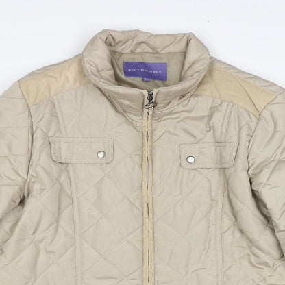 Autonomy Womens Beige Quilted Jacket Size 14 Zip