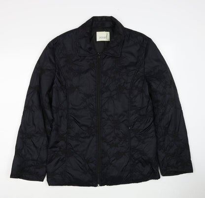 Intown Womens Black Geometric Jacket Size L Zip
