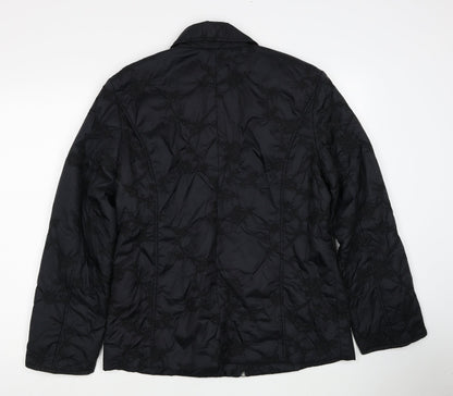 Intown Womens Black Geometric Jacket Size L Zip
