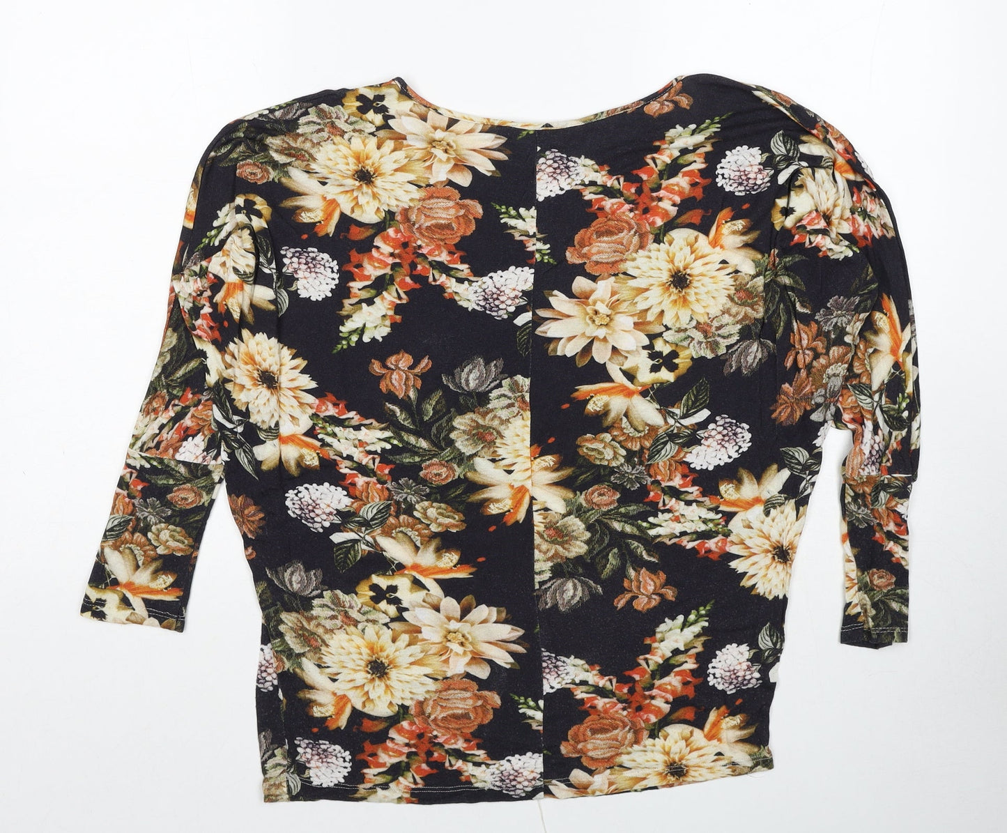 Vanessa Alexandra Womens Multicoloured Floral Viscose Basic Blouse Size S Boat Neck - Batwing, Size M/L