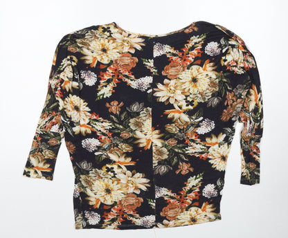 Vanessa Alexandra Womens Multicoloured Floral Viscose Basic Blouse Size S Boat Neck - Batwing, Size M/L