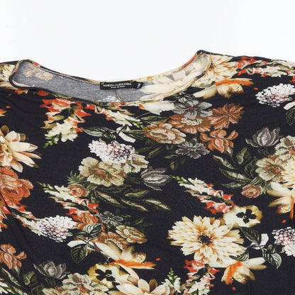Vanessa Alexandra Womens Multicoloured Floral Viscose Basic Blouse Size S Boat Neck - Batwing, Size M/L