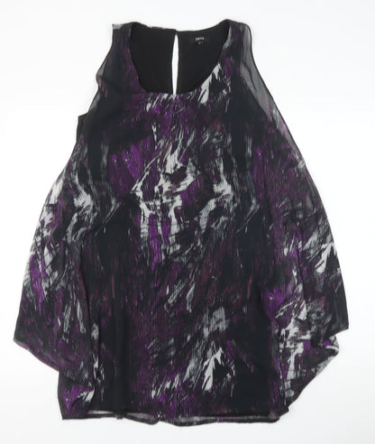 Papaya Womens Purple Polyester Shift Size 12 Scoop Neck Button