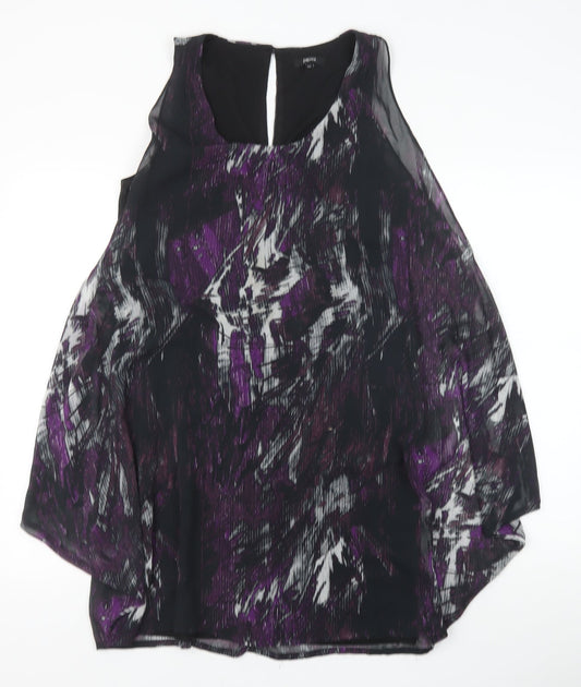 Papaya Womens Purple Polyester Shift Size 12 Scoop Neck Button