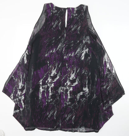 Papaya Womens Purple Polyester Shift Size 12 Scoop Neck Button