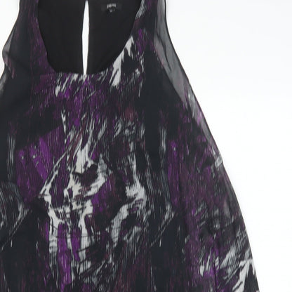 Papaya Womens Purple Polyester Shift Size 12 Scoop Neck Button