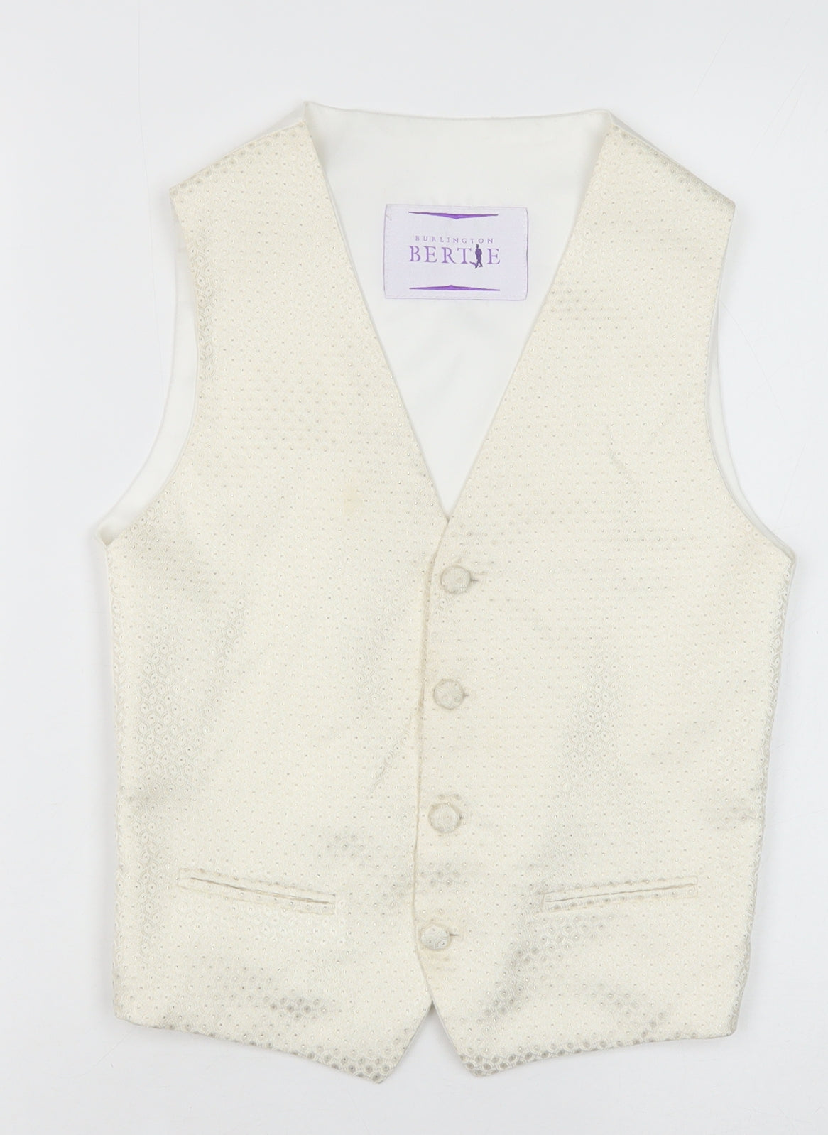 Berlington Bertie Boys Ivory Jacket Waistcoat Size 11-12 Years Button - Textured