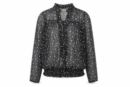 Charbell Womens Black Polka Dot Polyester Basic Blouse Size M V-Neck