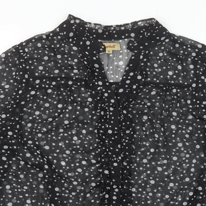 Charbell Womens Black Polka Dot Polyester Basic Blouse Size M V-Neck