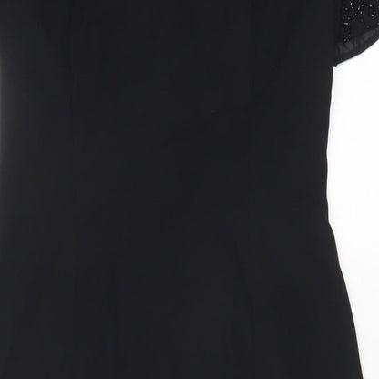 Donna Morgan Womens Black Polyester Sheath Size 8 Round Neck Zip