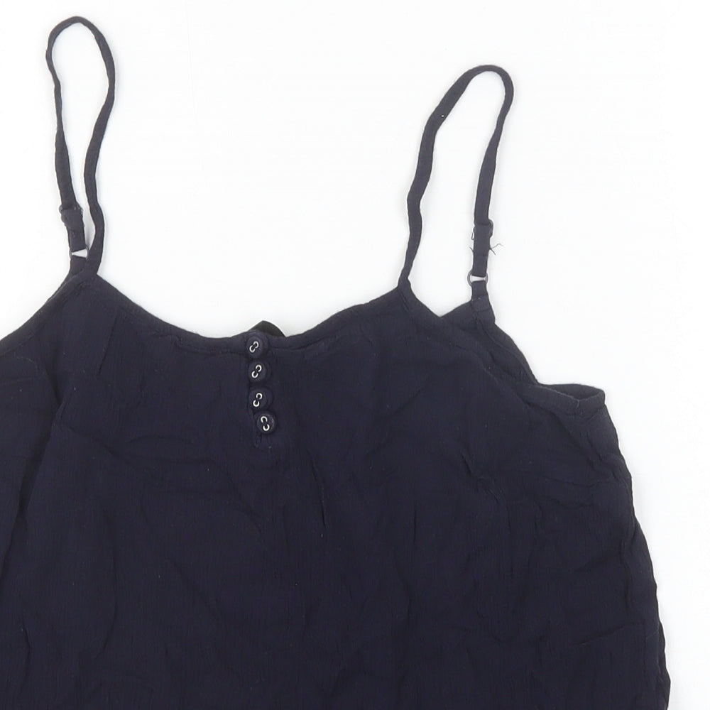 Accessorize Womens Blue Viscose Basic Tank Size S Square Neck - Lace Detail