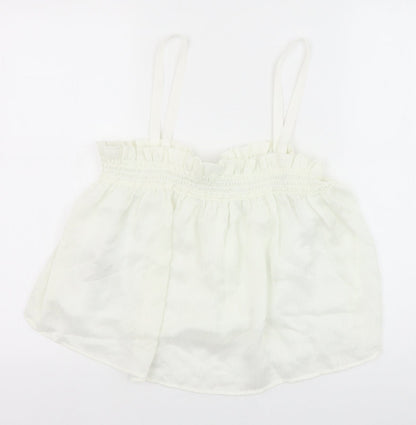 Womens UK Size M Mango White Cropped Tank