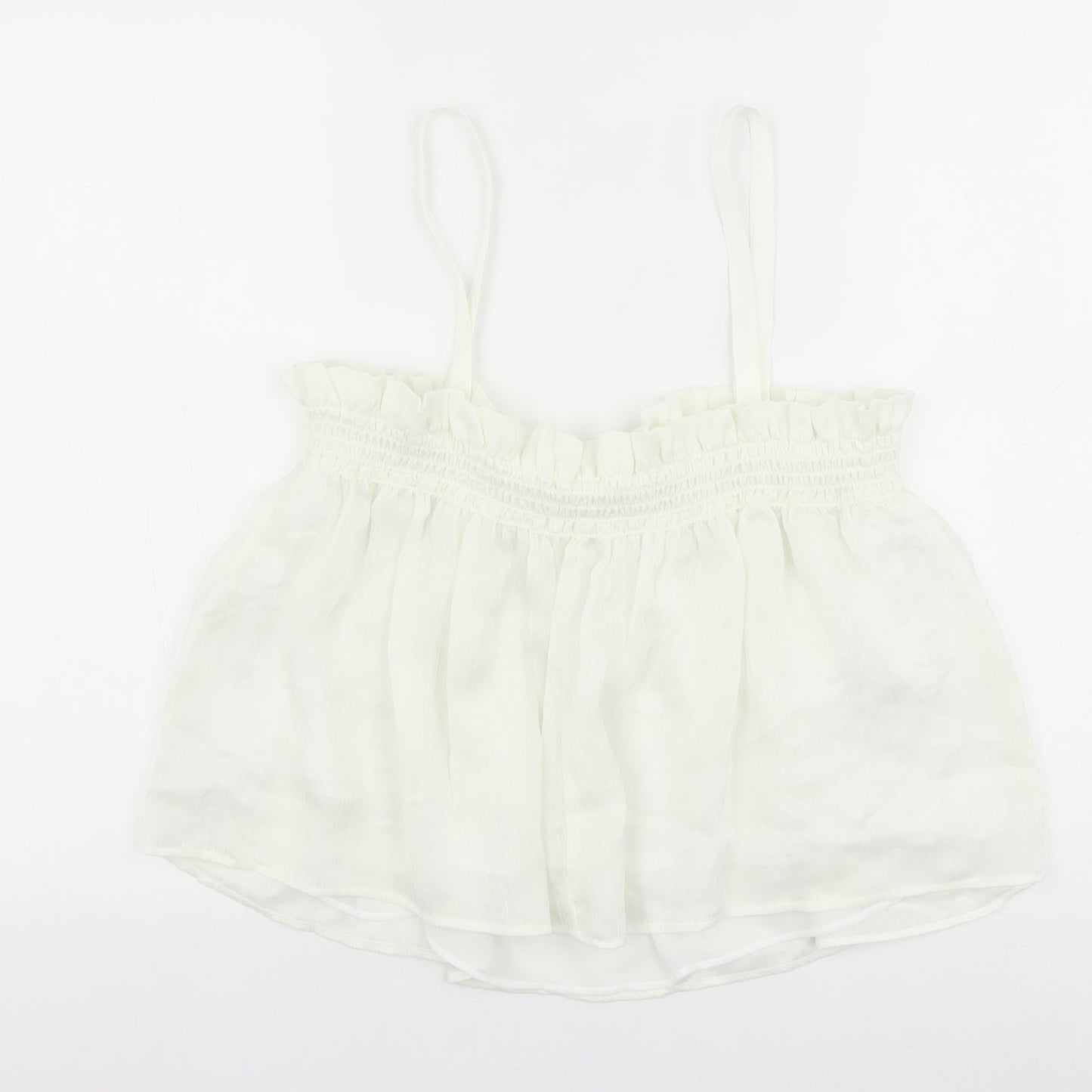 Womens UK Size M Mango White Cropped Tank