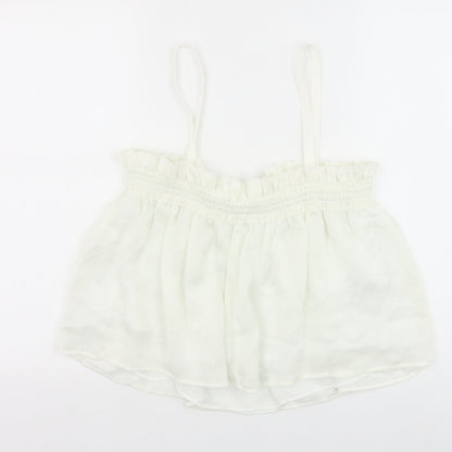 Womens UK Size M Mango White Cropped Tank