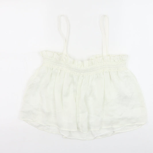 Womens UK Size M Mango White Cropped Tank