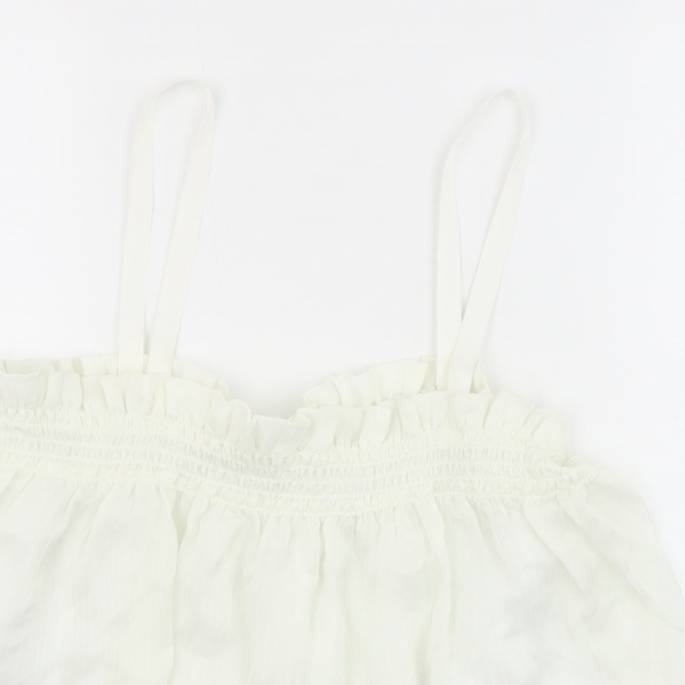 Womens UK Size M Mango White Cropped Tank