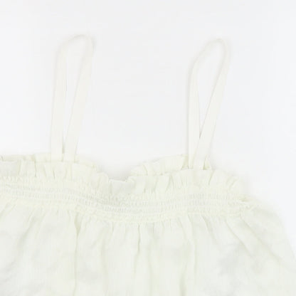 Womens UK Size M Mango White Cropped Tank
