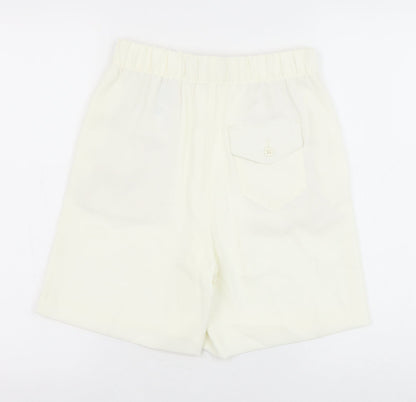 Marks and Spencer Womens White Polyester Bermuda Shorts Size 6 Regular Pull On