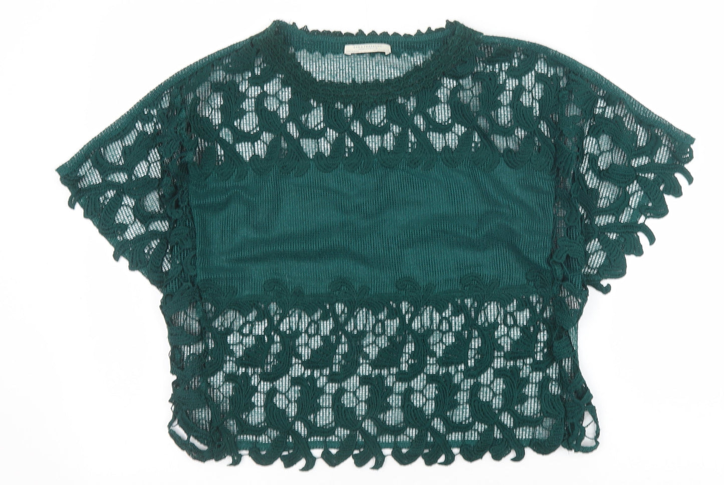 Womens UK Size S Zara Green Basic T-Shirt