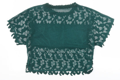 Womens UK Size S Zara Green Basic T-Shirt
