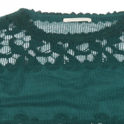 Womens UK Size S Zara Green Basic T-Shirt