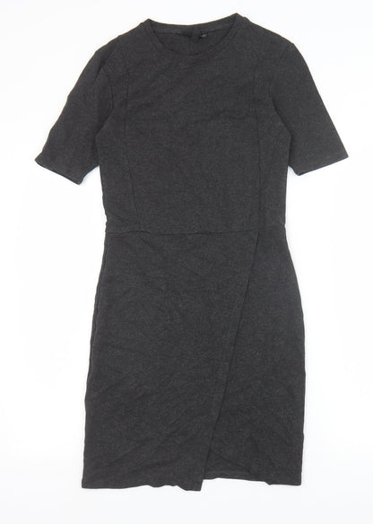Topshop Womens Grey Viscose A-Line Size 10 Round Neck Pullover