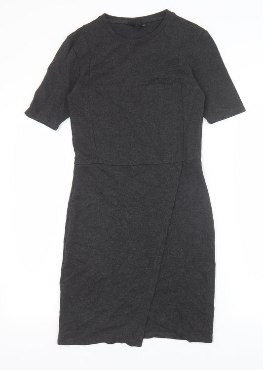 Topshop Womens Grey Viscose A-Line Size 10 Round Neck Pullover