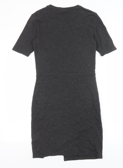Topshop Womens Grey Viscose A-Line Size 10 Round Neck Pullover