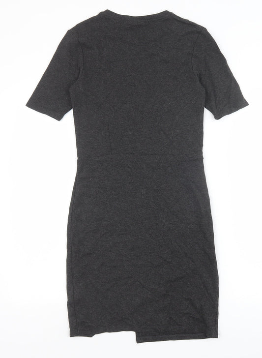 Topshop Womens Grey Viscose A-Line Size 10 Round Neck Pullover