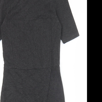 Topshop Womens Grey Viscose A-Line Size 10 Round Neck Pullover