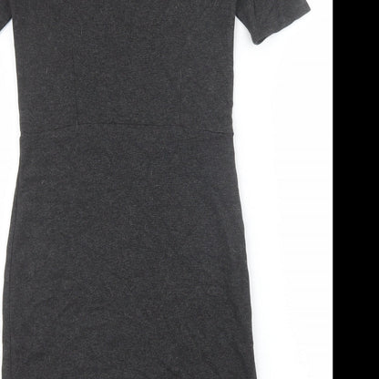 Topshop Womens Grey Viscose A-Line Size 10 Round Neck Pullover