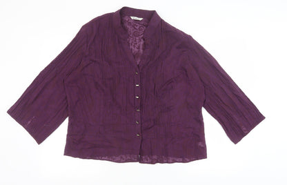 Berkertex Womens Purple Geometric Polyester Basic Blouse Size 20 V-Neck
