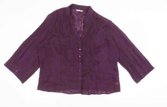 Berkertex Womens Purple Geometric Polyester Basic Blouse Size 20 V-Neck