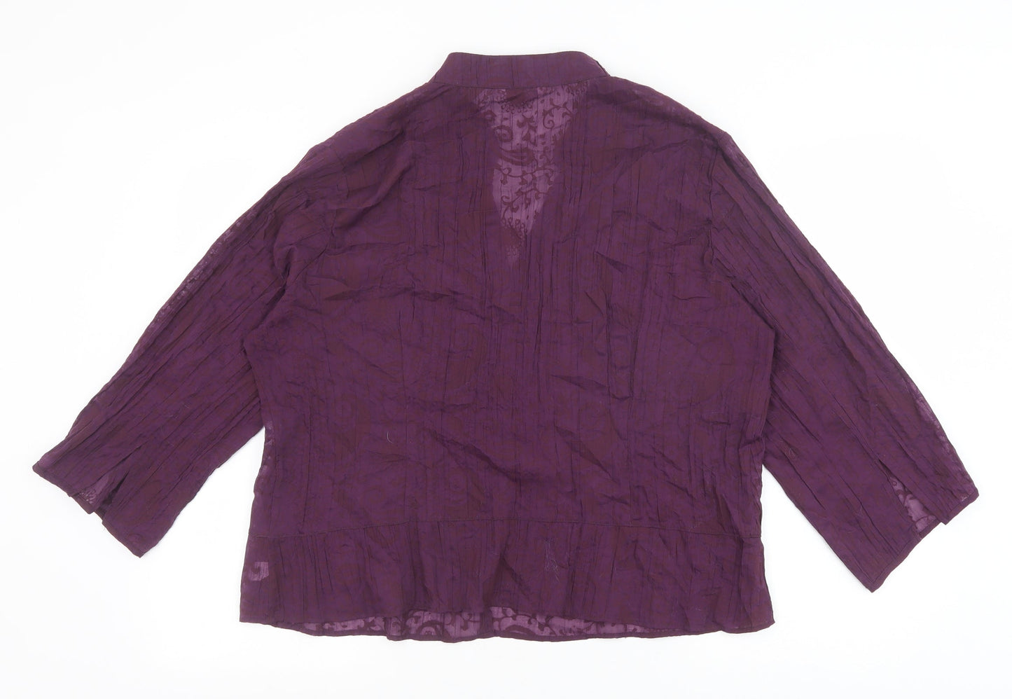 Berkertex Womens Purple Geometric Polyester Basic Blouse Size 20 V-Neck