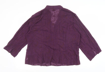 Berkertex Womens Purple Geometric Polyester Basic Blouse Size 20 V-Neck