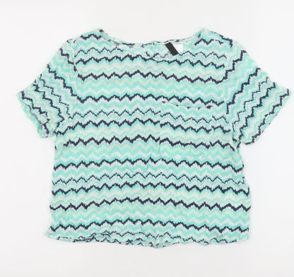 Womens UK Size 10 H&M Green Basic T-Shirt