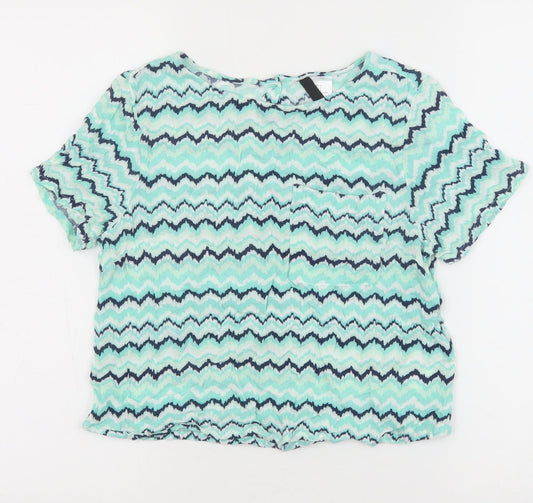 Womens UK Size 10 H&M Green Basic T-Shirt