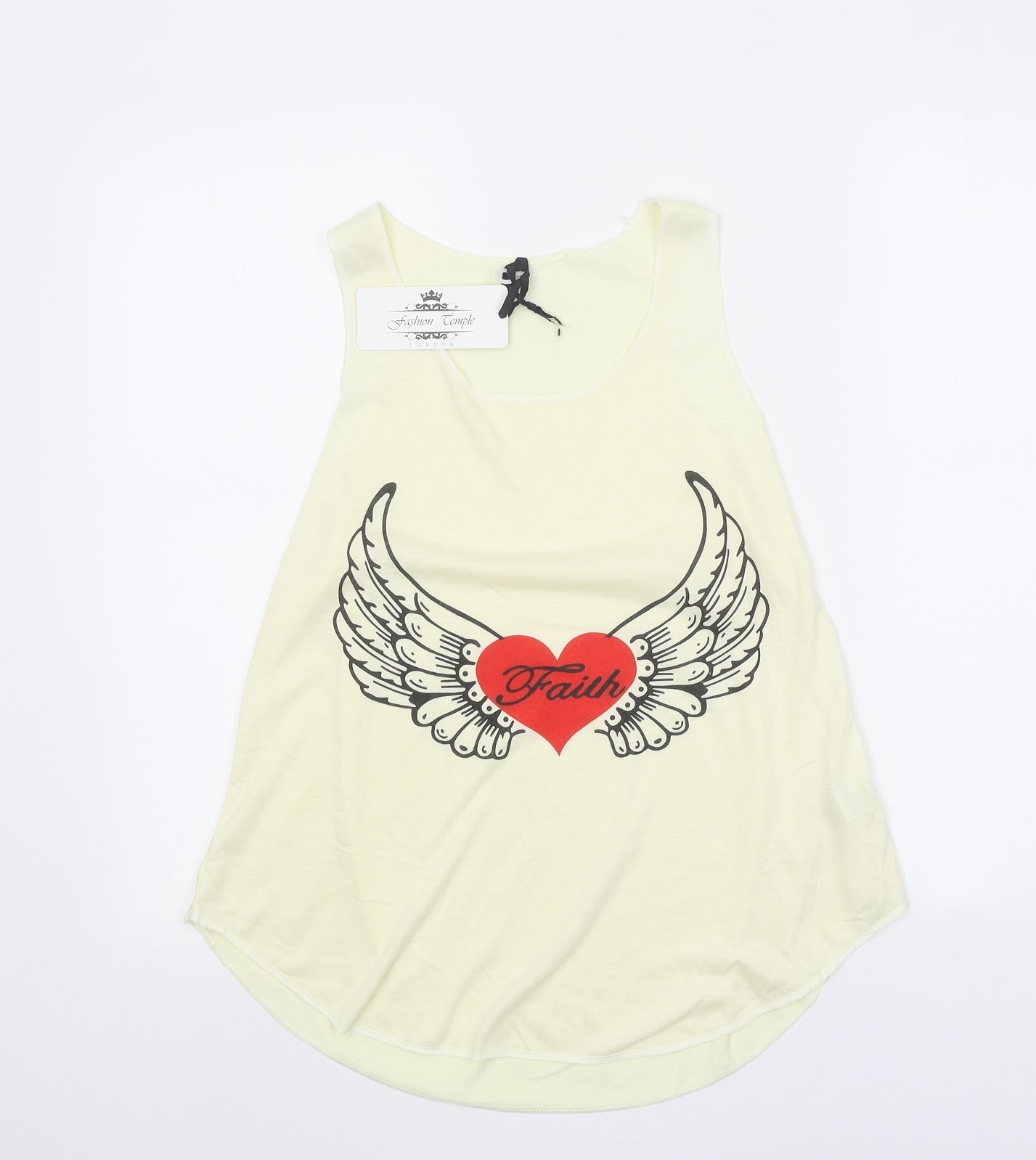Fashion Temple Womens Yellow Polyester Basic Tank One Size Round Neck - Faith