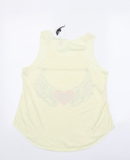 Fashion Temple Womens Yellow Polyester Basic Tank One Size Round Neck - Faith