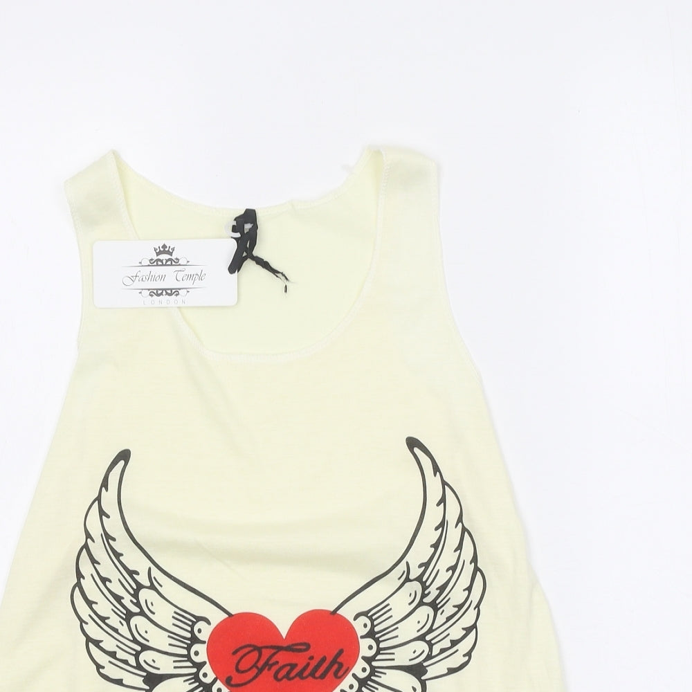 Fashion Temple Womens Yellow Polyester Basic Tank One Size Round Neck - Faith