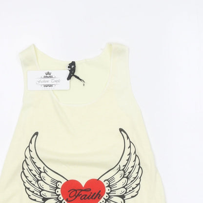 Fashion Temple Womens Yellow Polyester Basic Tank One Size Round Neck - Faith